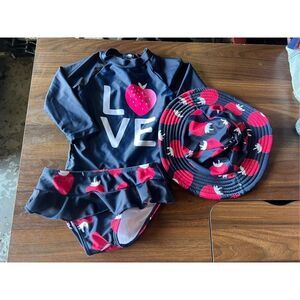 Dolphin Love Strawberry Love 3pc Swimsuit Set Baby Girl Swimsuit Set Size 18 Mon